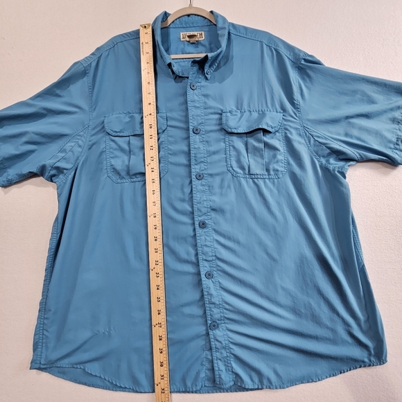 Duluth Trading Mens Shirt 2XL Bright Blue 100% Nylon Short‎ Sleeve - Picture 8 of 8